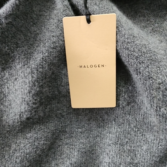 Halogen Size-S High Low Oversize Wool Blend Sweater Grey Heath/Burgundy - Picture 8 of 8